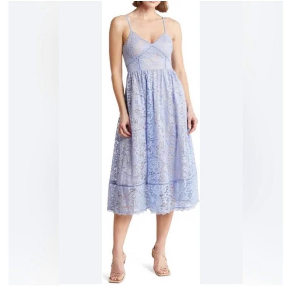 Sz M - NSR lace illusion midi‎ dress - Picture 2 of 9